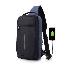 Anti-theft USB charging chest bag with you (Color: Navy blue)