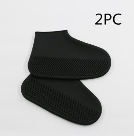 Men and women hiking slip wearable easy to carry silicone rain boots (Option: 2PC Black-M)